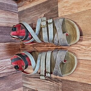 Miya Bedstu Black/ Grey Ankle Sandles.